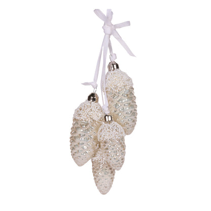 Frosted White Pinecone Cluster