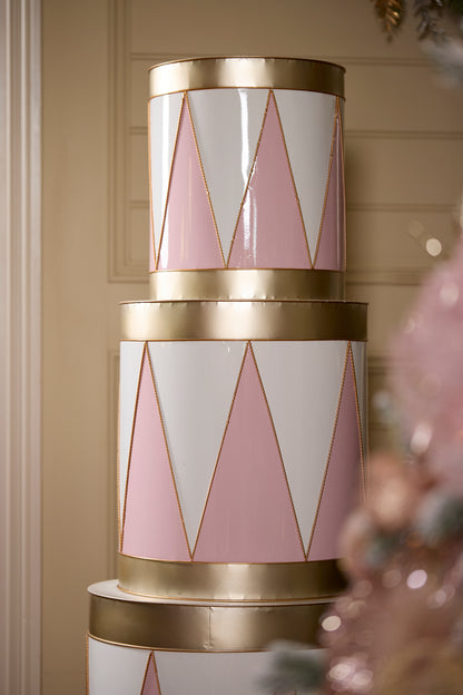 Set/3 Pink And Champagne Harlequin Drums