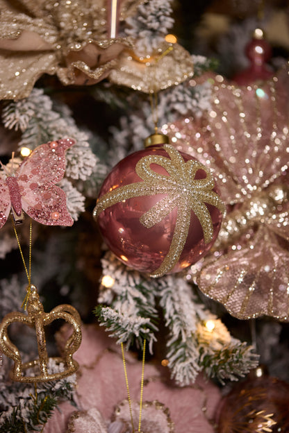 High Shine Pink Bow Bauble