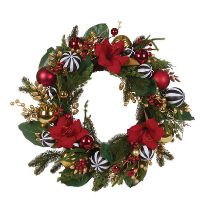 61cm Amaryllis Bauble Wreath