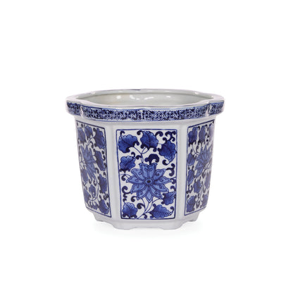 BLUE AND WHITE JARDINIERE PLANTER