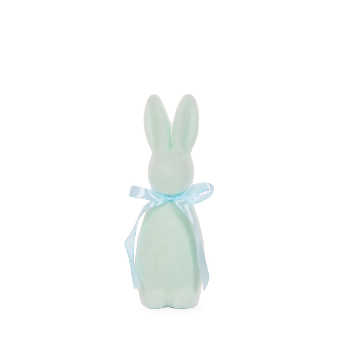 MINI FLOCKED RABBIT WITH BOW AQUA