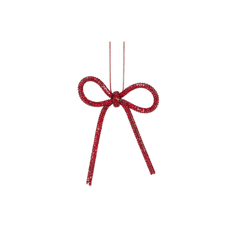 9cm Red Beaded Bow Ornament