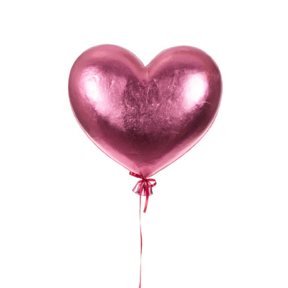 LARGE HANGING HEART METALLIC PINK