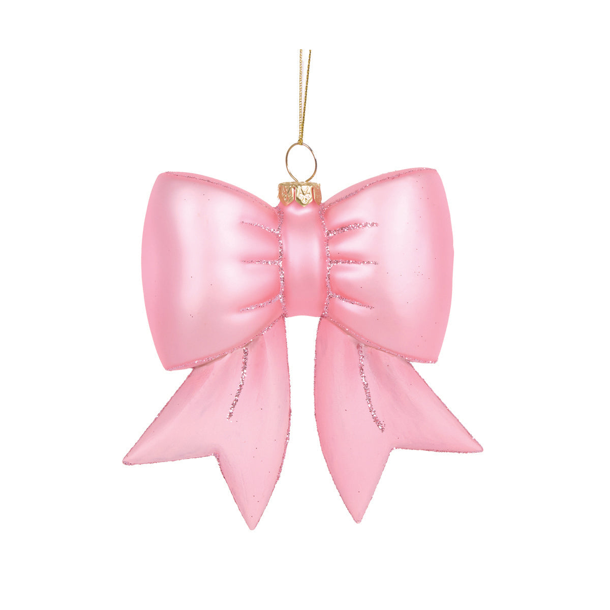 GLASS PINK BOW HANGING