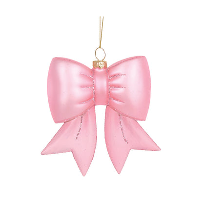 GLASS PINK BOW HANGING