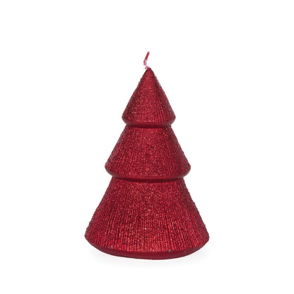 13.5cm Red Ribbed Tree Candle