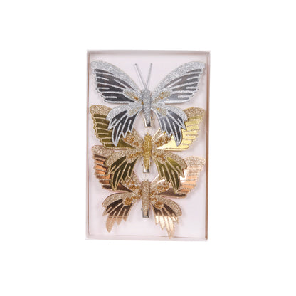 3pk Mixed Metallic Butterflies