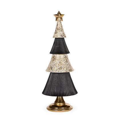 41cm Black And Gold Layered Tree