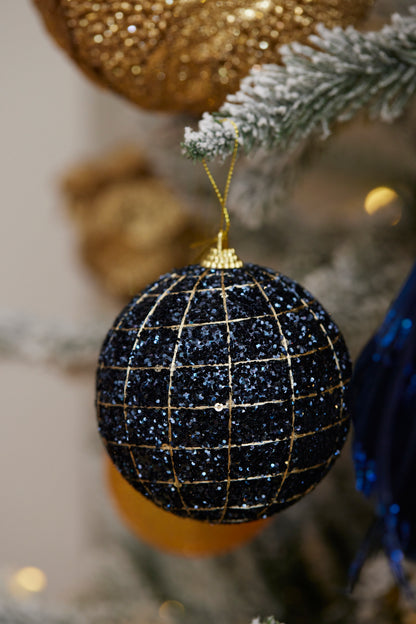 Midnight Blue Grid Bauble