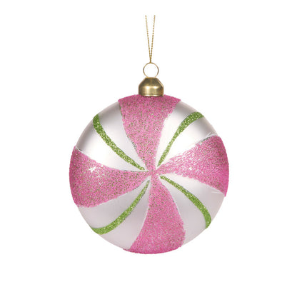 Pink And White Candy Swirl Ornament