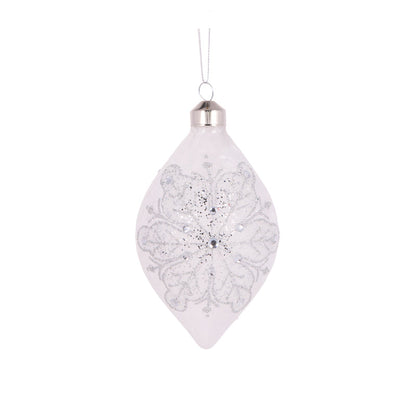 Round Glittered Snowflake Drop Bauble