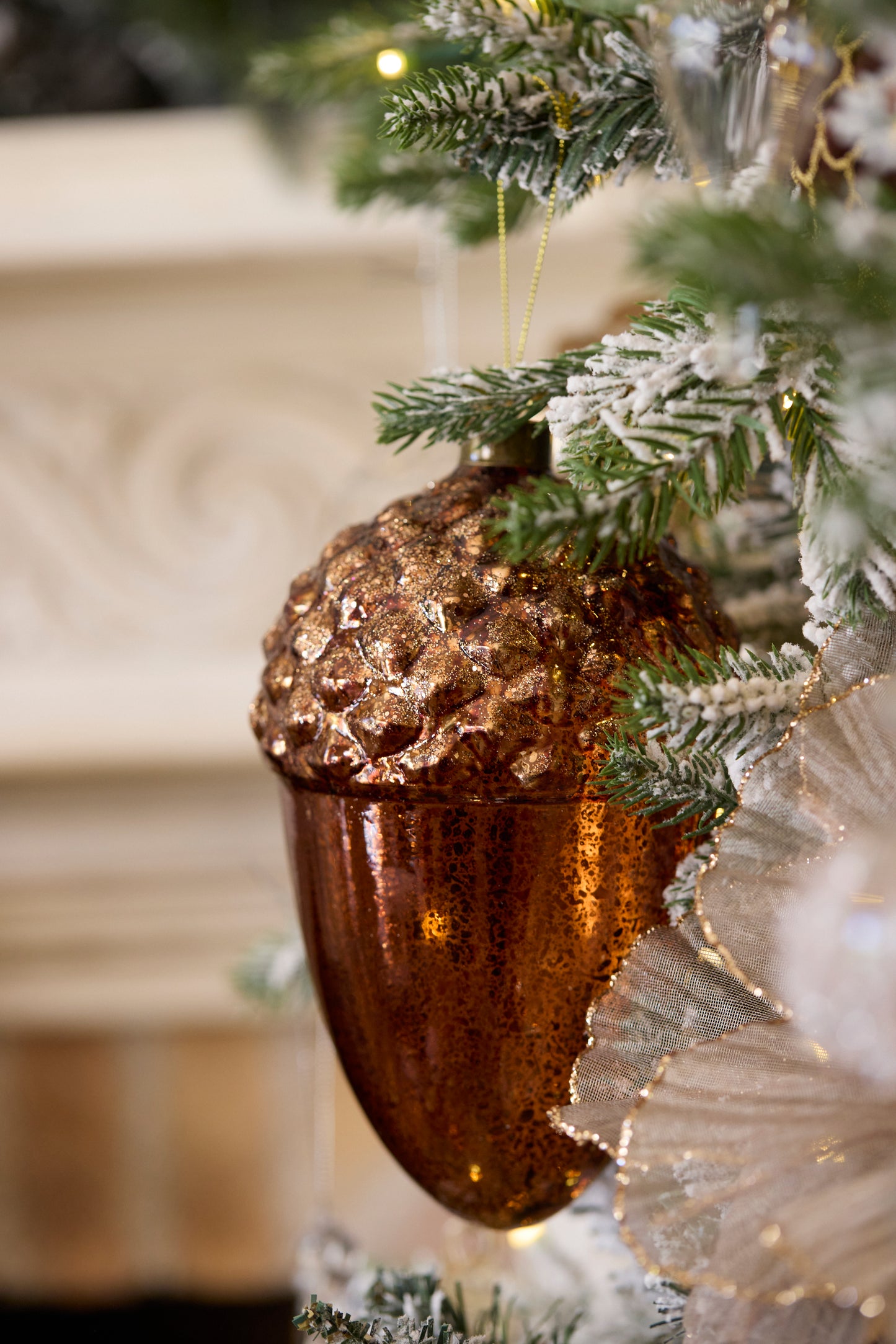 Metallic Copper Acorn Bauble