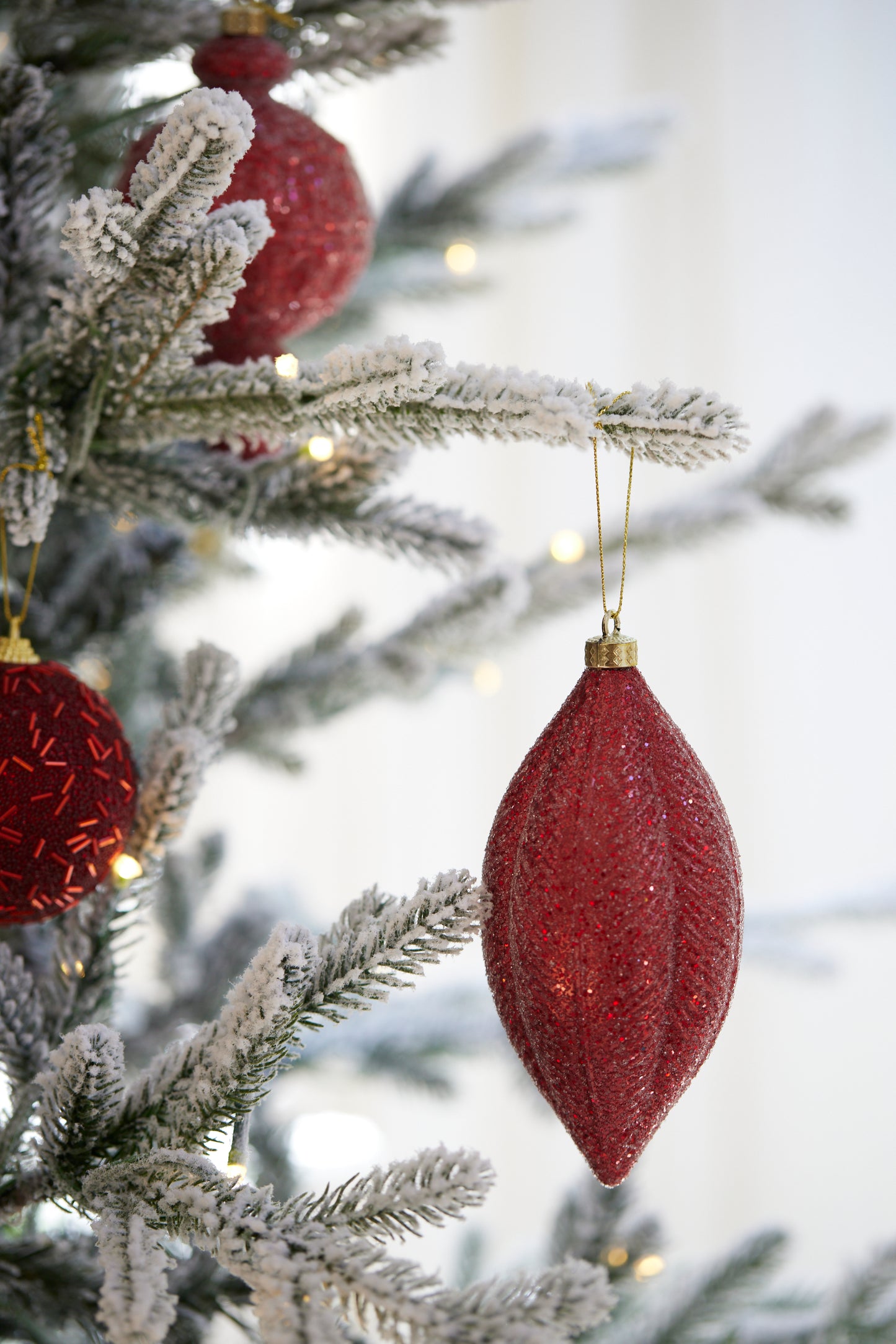 Matte Red Feather Drop Bauble