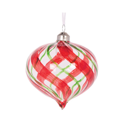 Clear Peppermint Swirl Onion Bauble