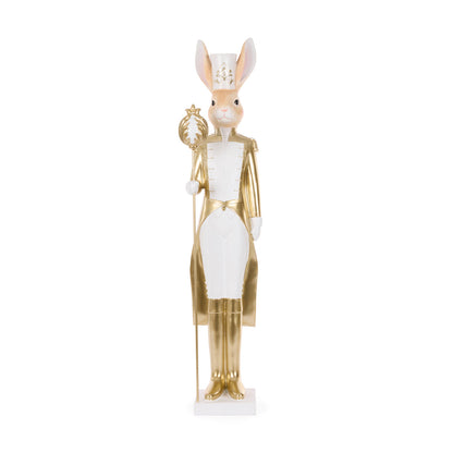 LUXE RABBIT NUTCRACKER WITH STAFF