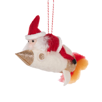 Wool Santa On Rocket