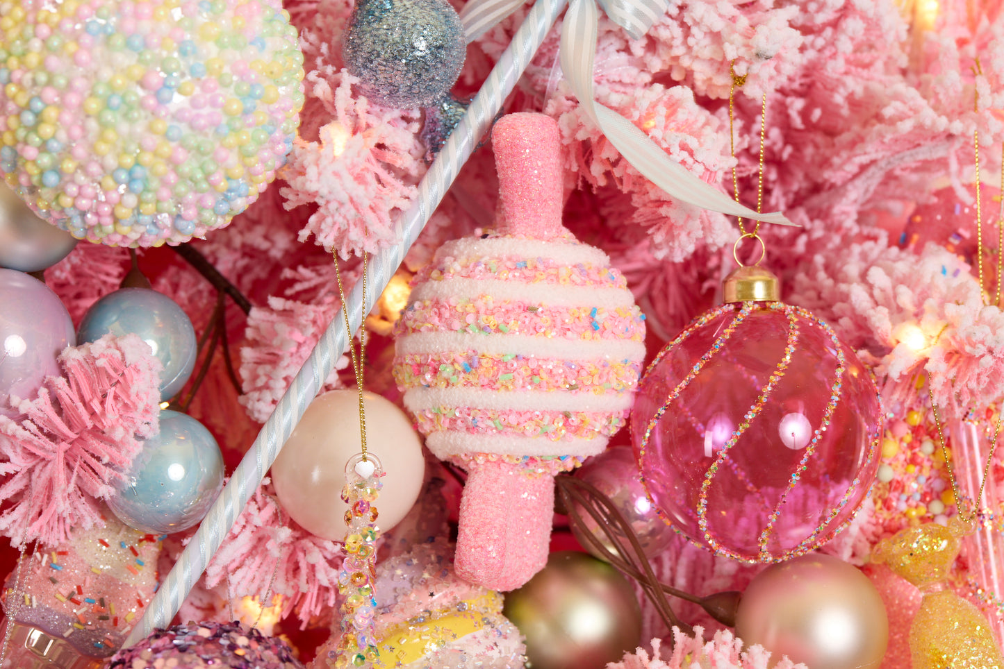 Hot Pink Sprinkles Swirl Bauble Hanging