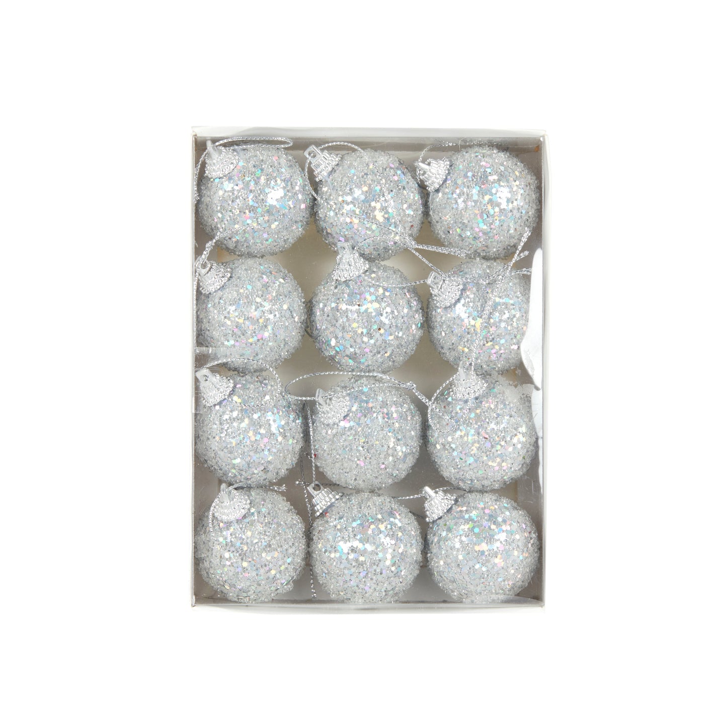 Mini Silver Sugar Baubles 12pk