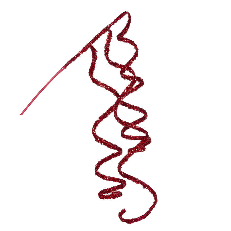 Red Glittered Ribbon Spray