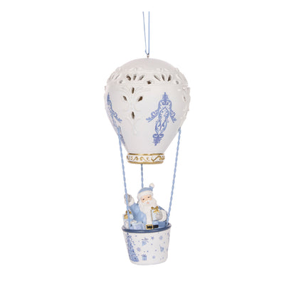 SNOWY BLUE SANTA IN HOT AIR BALLOON