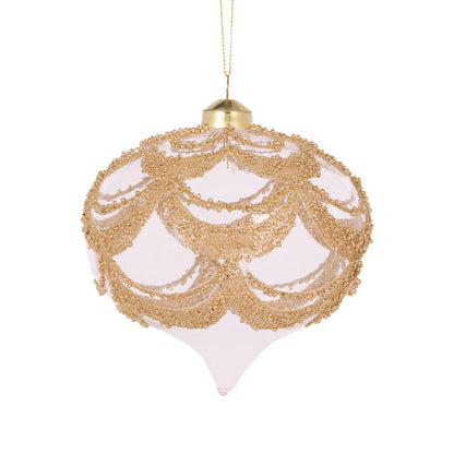 Clear Deco Scalloped Onion Bauble