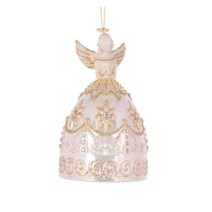 Ivory And Champagne Glass Angel Ornament