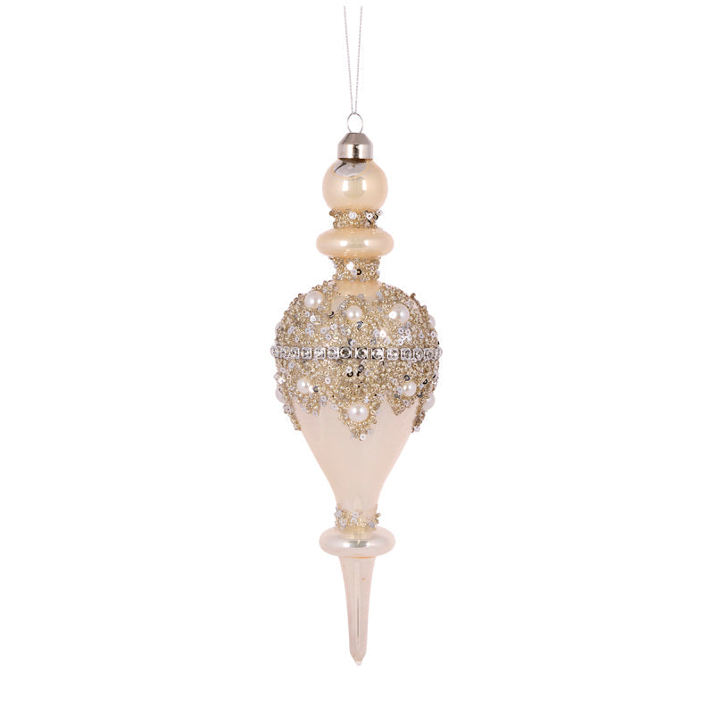 Pearl Beaded Jewel Drop Finial