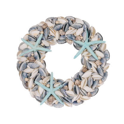 44 CM BLUE CLAM STARFISH WREATH