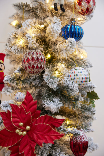 Red And White Intricate Diamond Bauble