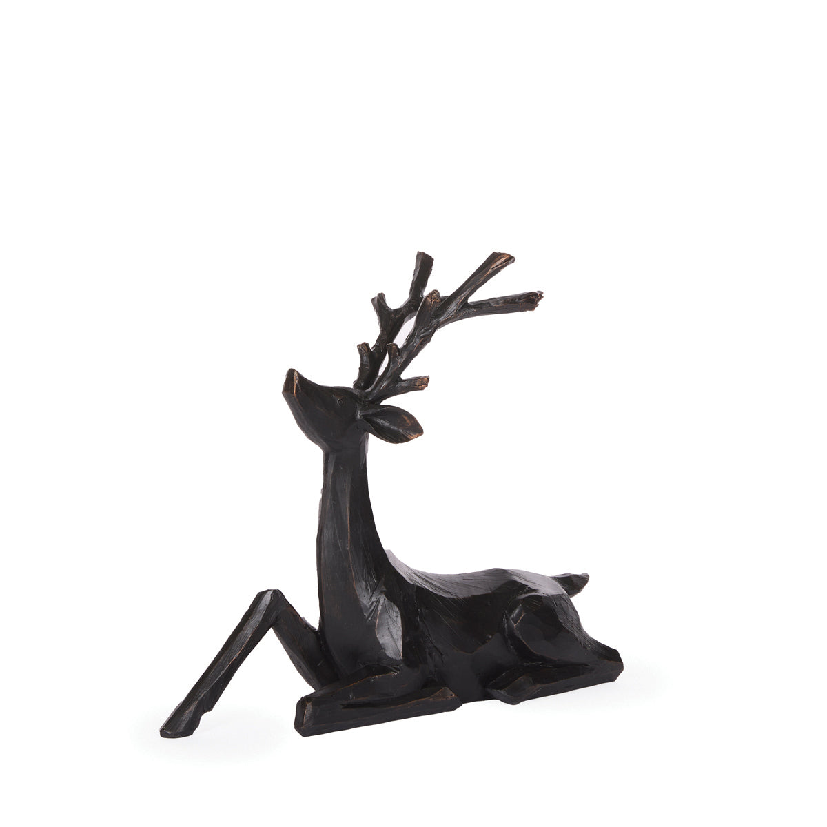 26cm Wood Carved Sitting Reindeer