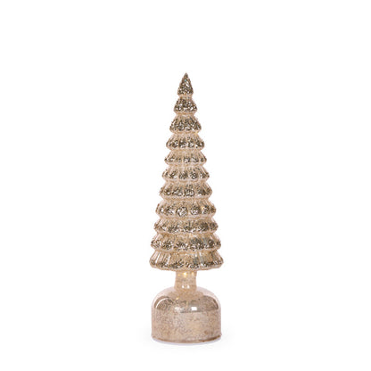 33cm Champagne Mercury Glass Rotating LED Tree