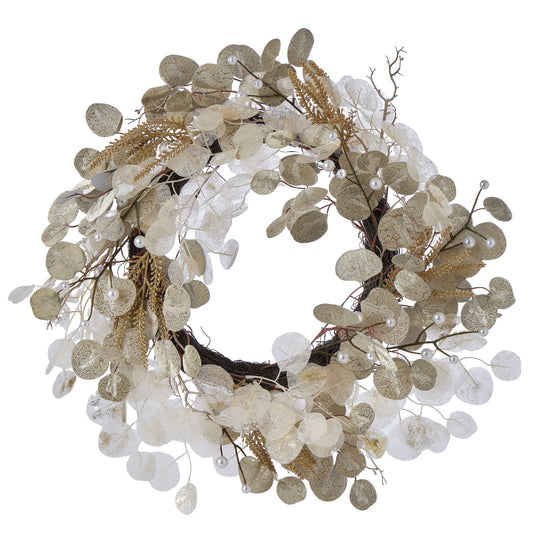 Gold Pearled Eucalyptus Wreath