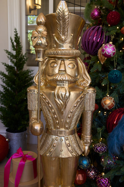 123 Cm Gilded Nutcracker With Staff