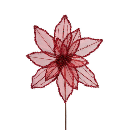Red Glittered Organza Poinsettia