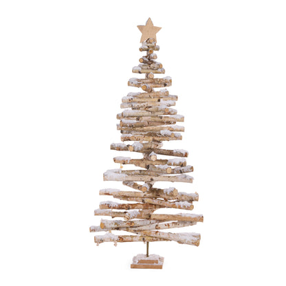 110Cm Snowy Birch Log Tree