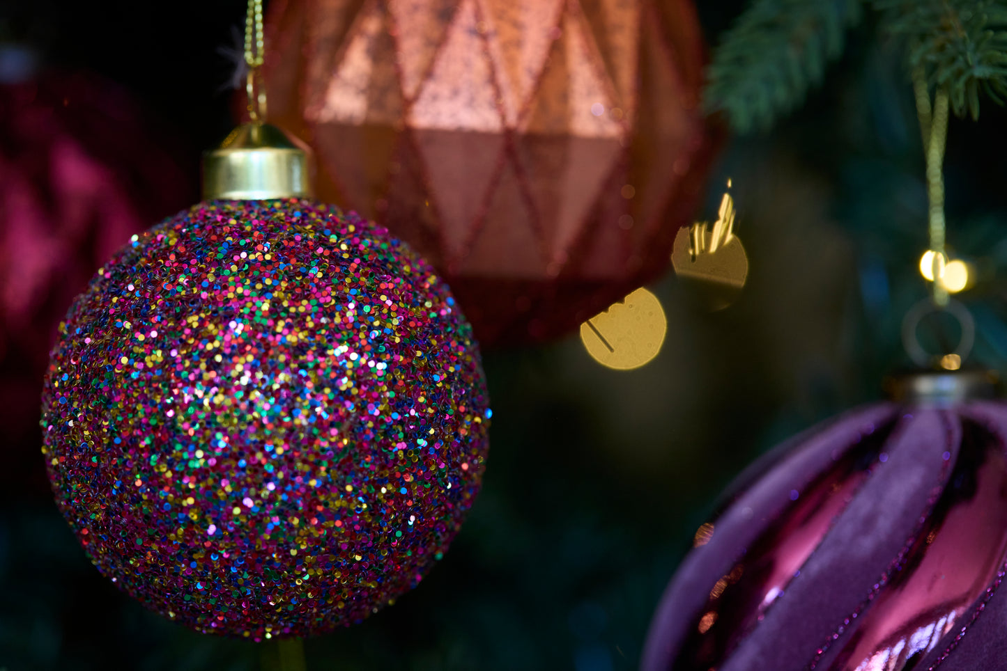 Multi-Coloured Glitter Bauble