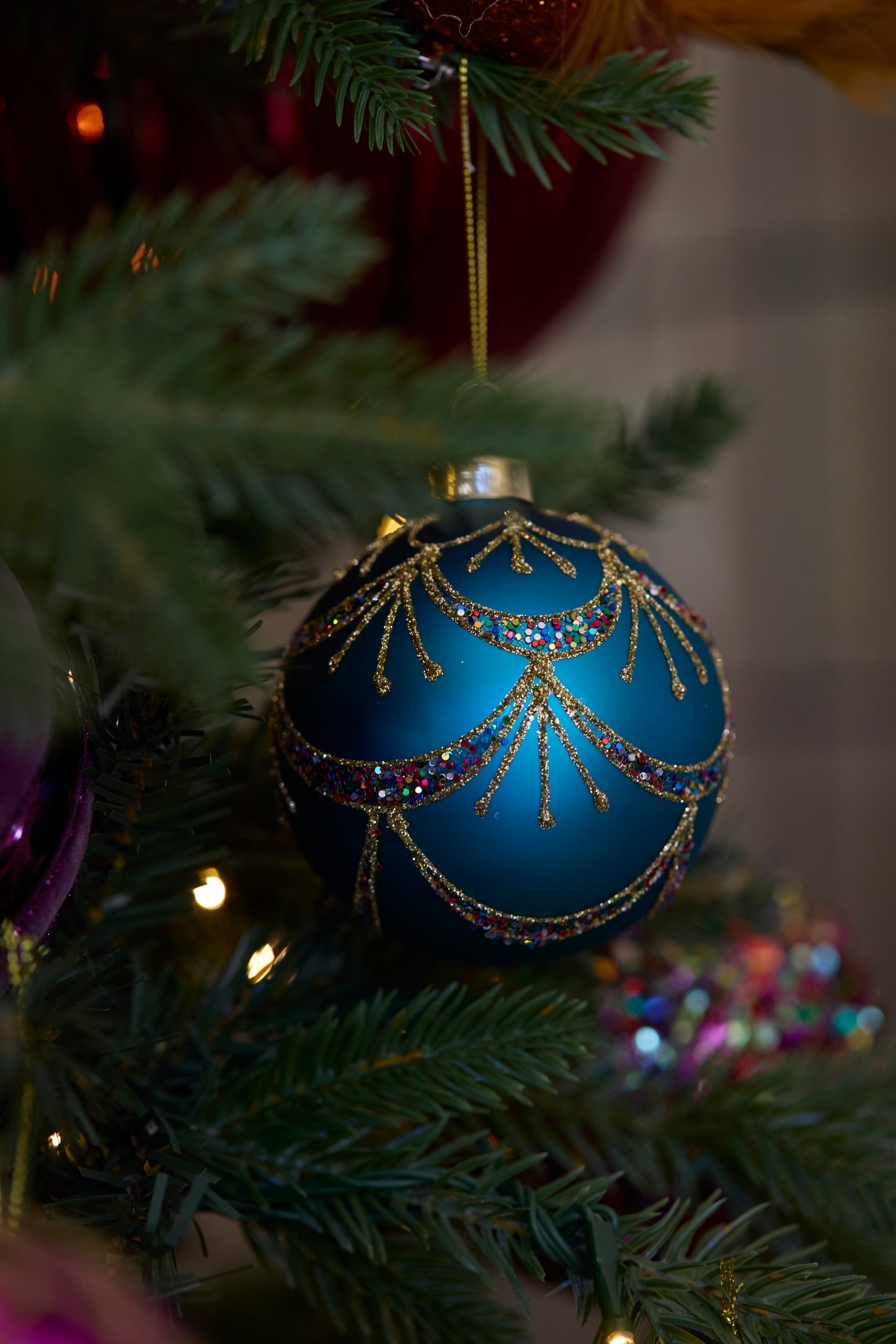 Matte Blue Piped Bauble