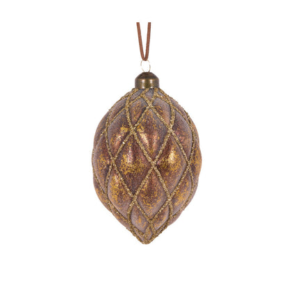 Metallic Brown Quilt Drop Bauble