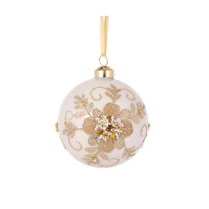 Glittered Lace Floral Bauble
