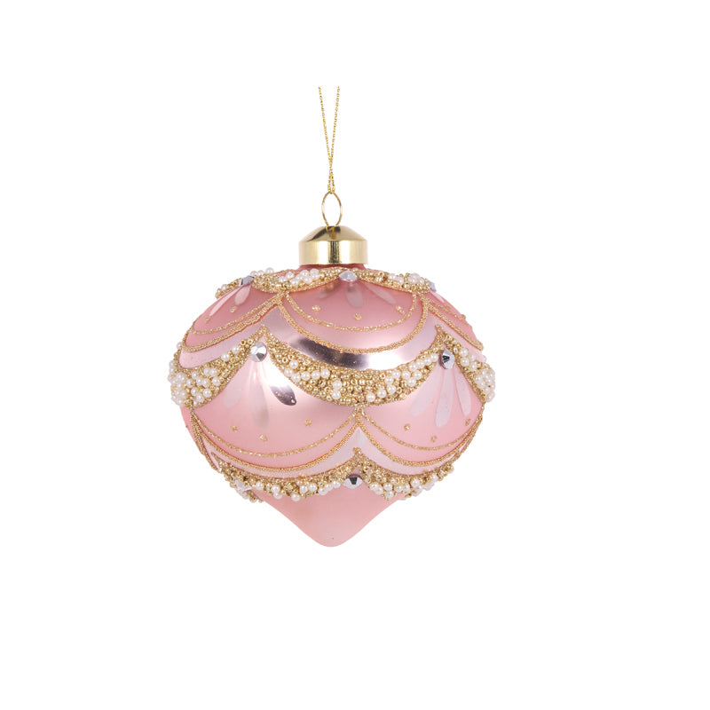 Pink Embellished Scallop Onion Bauble