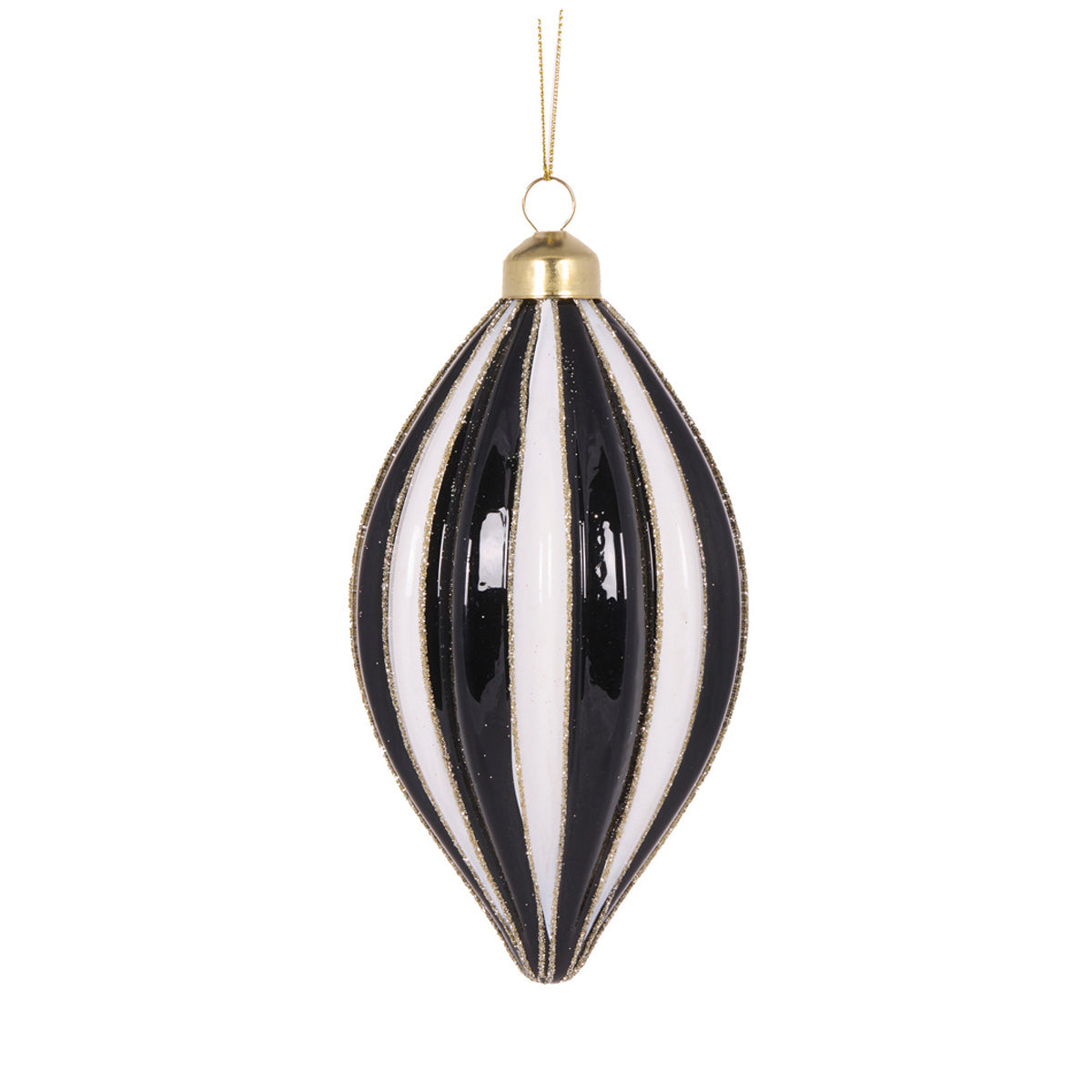 BLACK AND WHITE STRIPE DROP BAUBLE