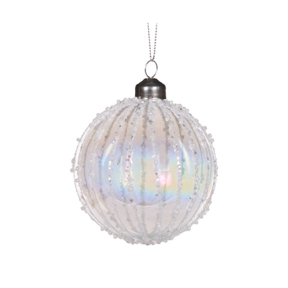 Iridescent Glitter Ribbed Bauble