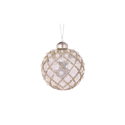Silver Quilted Pearl Bauble