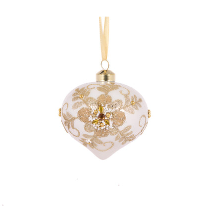 Glittered Lace Floral Onion Bauble