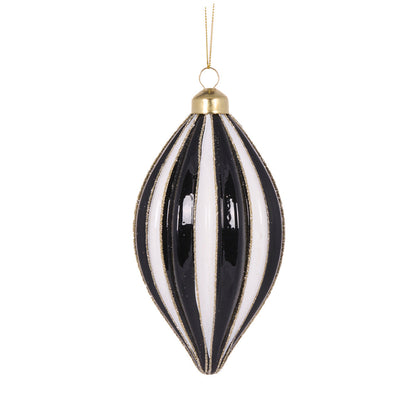 BLACK AND WHITE STRIPE DROP BAUBLE