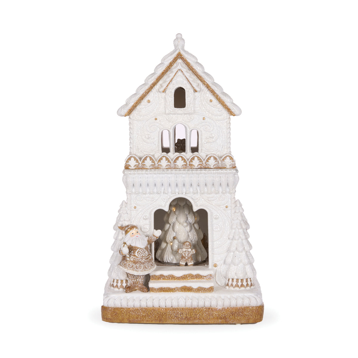 Elaborate LED Gingerbread House With Santa