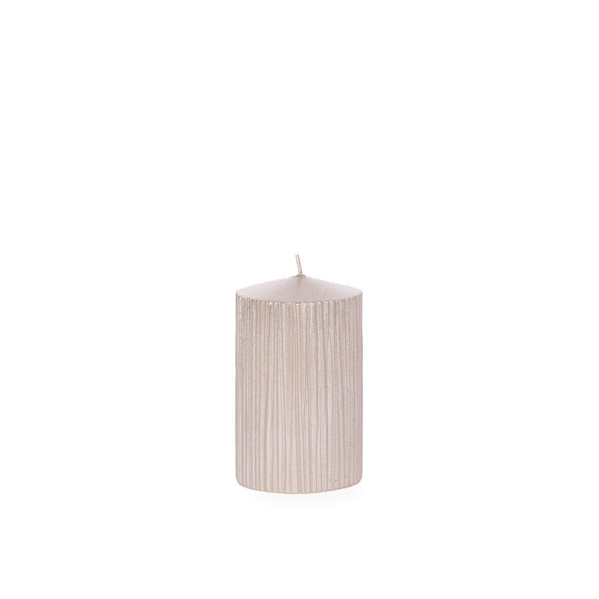 10.5cm Champagne Ribbed Pillar Candle
