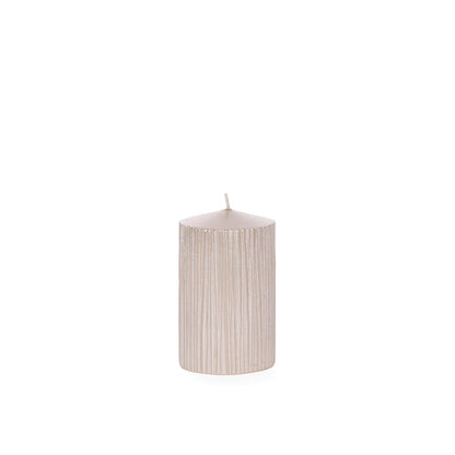 10.5cm Champagne Ribbed Pillar Candle