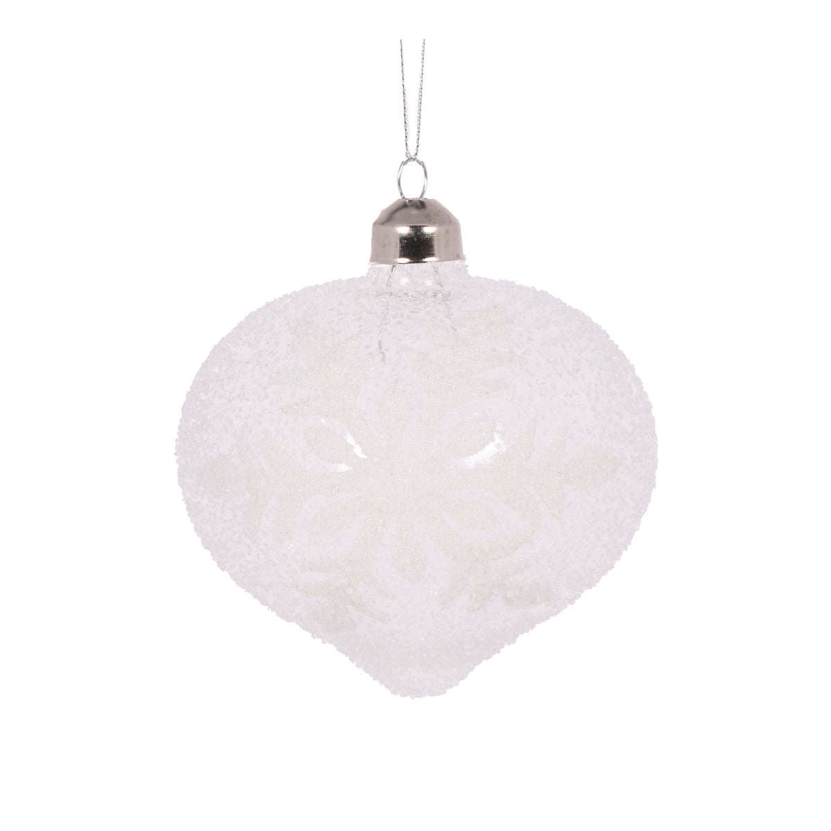 Clear Frosted Snowflake Onion Bauble